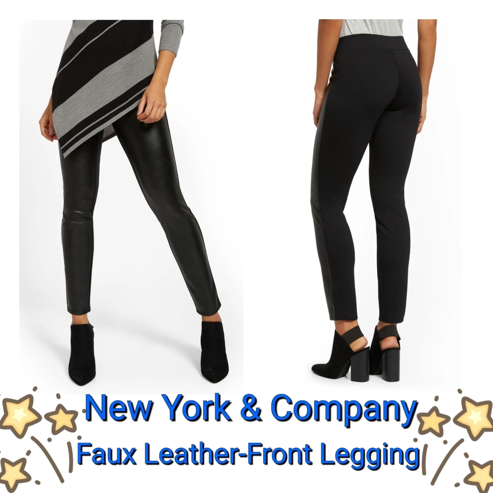 NY&Co Black Front Faux Leather Legging